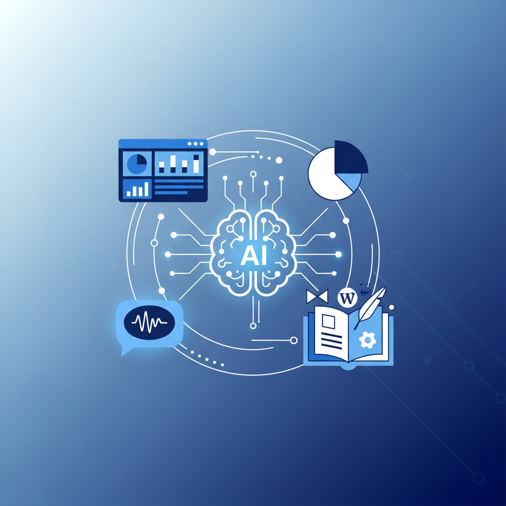 Illustration of AI tools enhancing WordPress functionality