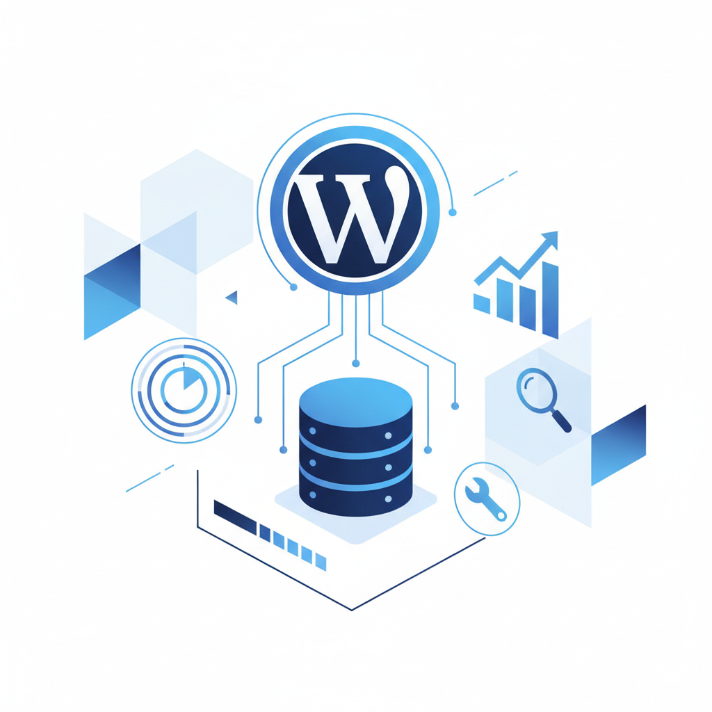 Illustration of a server and database connection troubleshooting in WordPress